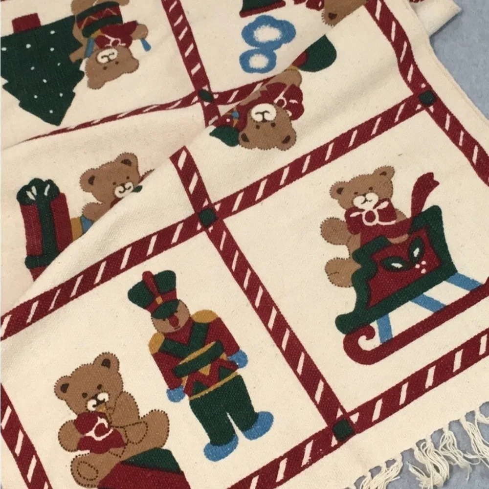 Christmas Fringe Rug Accent Decoration Holiday Bear